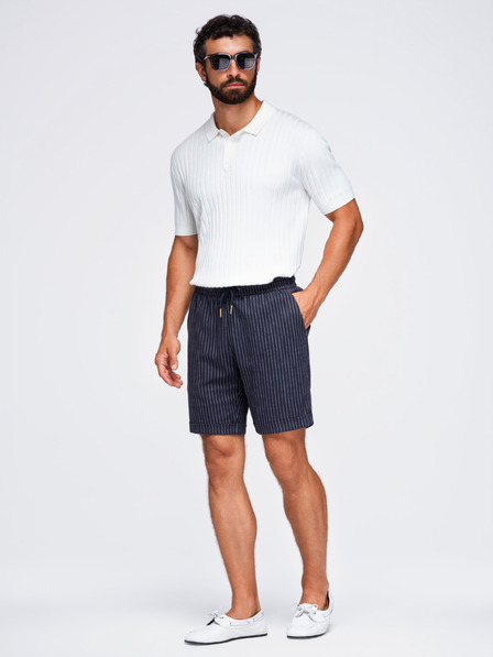 Ombre Clothing Мъжки вискозно-ленени шорти REGULAR FIT с райета – тъмносин V2 OM-SRCS-0208 Ombre Clothing