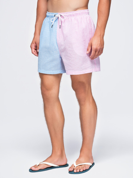 Ombre Clothing Мъжки двуцветни плувни костюми от текстуриран материал - синьо-розови V3 OM-SRSS-0215 Ombre Clothing