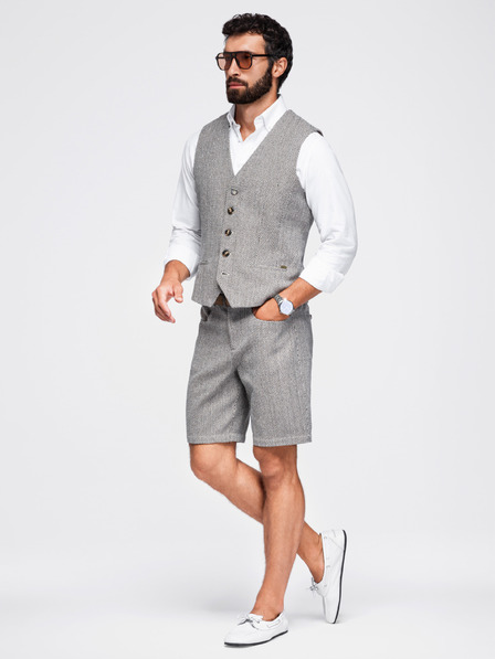 Ombre Clothing Мъжки структурирани шорти REGULAR FIT - кафяв меланж V1 OM-SRCS-0189 Ombre Clothing