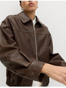 Marks & Spencer Кожена bomber куртка с яка от состарена кожа Marks & Spencer кафява
