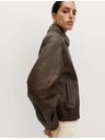 Marks & Spencer Кожена bomber куртка с яка от состарена кожа Marks & Spencer кафява