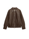 Marks & Spencer Кожена bomber куртка с яка от состарена кожа Marks & Spencer кафява