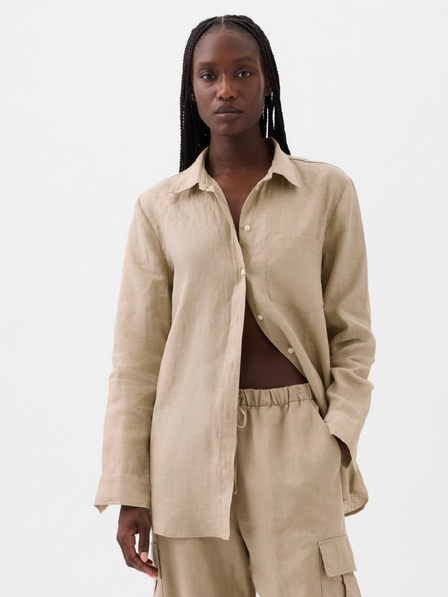 GAP Ленена риза Boyfriend Shirt GAP