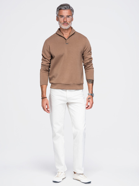 Ombre Clothing Мъжки суитшърт без закопчаване с свитък яка – кафяв V2 OM-SSNZ-0262 Ombre Clothing