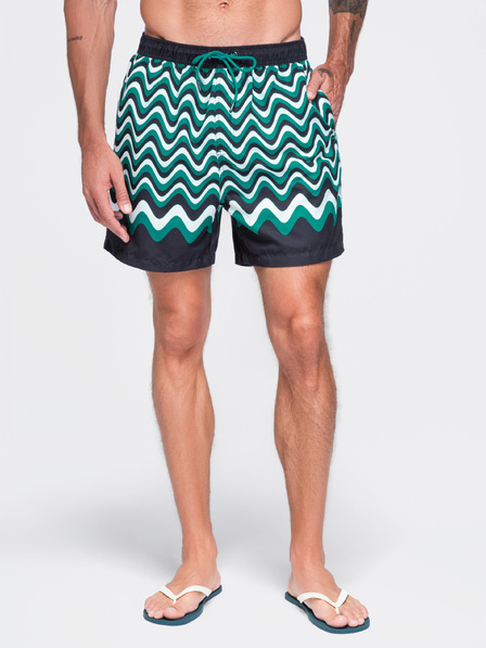 Ombre Clothing Мъжки плувни шорти с мотив хоризонтални вълни – зелено-черни V2 OM-SRSS-0221 Ombre Clothing