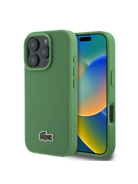 Lacoste Lacoste Iconic Petit Pique Woven Logo MagSafe Задна Обложка за iPhone 16 Pro Green