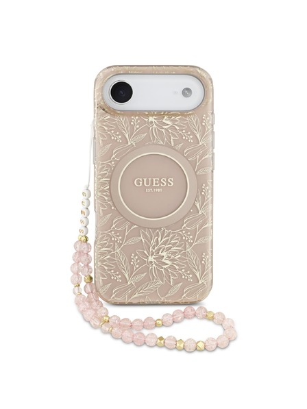 Guess Guess IML Flowers Allover Strap MagSafe Задна корица за iPhone Air Pink