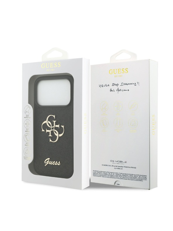 Guess Guess PU Fixed Glitter 4G Metal Logo Задний чехол для iPhone 18 Pro Black