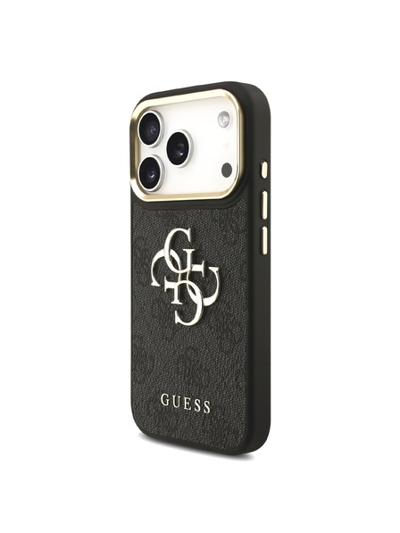 Guess Guess PU Leather 4G Metal Logo Gold Frame Задний чехол для iPhone 18 Pro Black