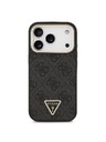 Guess Guess PU Leather 4G Strass Triangle Logo Gold Frame MagSafe Задний чехол для iPhone 18 Pro Black