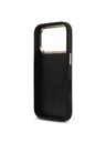 Guess Guess PU Leather 4G Strass Triangle Logo Gold Frame MagSafe Задний чехол для iPhone 18 Pro Black