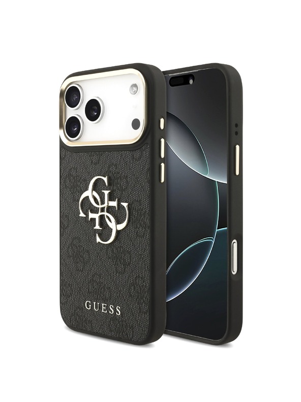 Guess Guess PU Leather 4G Metal Logo Gold Frame Задний чехол для iPhone 18 Pro Max Black