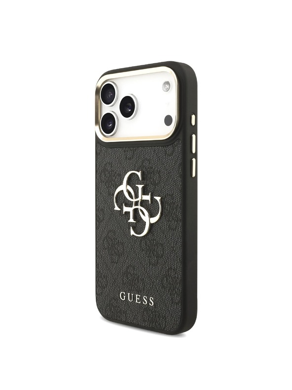 Guess Guess PU Leather 4G Metal Logo Gold Frame Задний чехол для iPhone 18 Pro Max Black