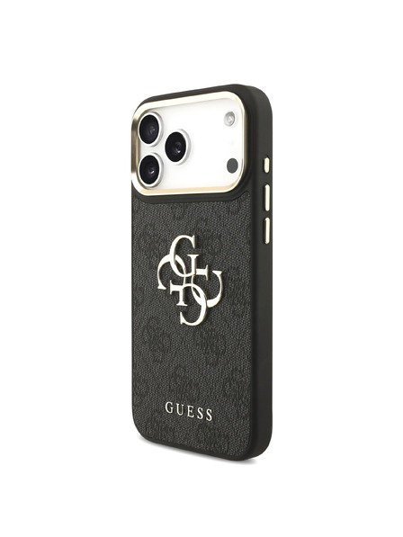 Guess Guess PU Leather 4G Metal Logo Gold Frame Задний чехол для iPhone 18 Pro Max Black