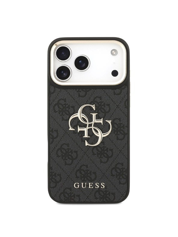 Guess Guess PU Leather 4G Metal Logo Gold Frame Задний чехол для iPhone 18 Pro Max Black