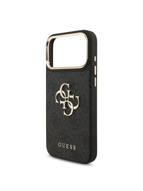 Guess Guess PU Leather 4G Metal Logo Gold Frame Задний чехол для iPhone 18 Pro Max Black