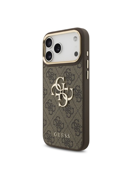 Guess Guess PU Leather 4G Metal Logo Gold Frame Задний чехол для iPhone 18 Pro Max Brown