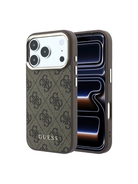 Guess Guess PU Leather 4G Gold Frame MagSafe Задний чехол для iPhone 18 Pro Max Brown