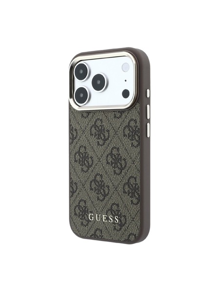 Guess Guess PU Leather 4G Gold Frame MagSafe Задний чехол для iPhone 18 Pro Max Brown