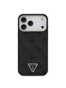 Guess Guess PU Leather 4G Strass Triangle Logo Gold Frame MagSafe Задний чехол для iPhone 18 Pro Max Black