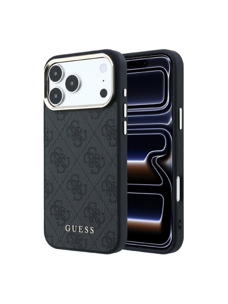 Guess Guess PU Leather 4G Gold Frame MagSafe Задний чехол для iPhone 18 Pro Max Black
