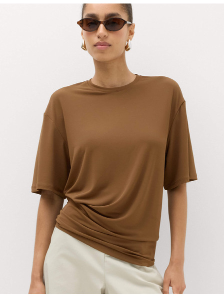 Marks & Spencer Тениска с набор и акцентирана талия Marks & Spencer кафяв