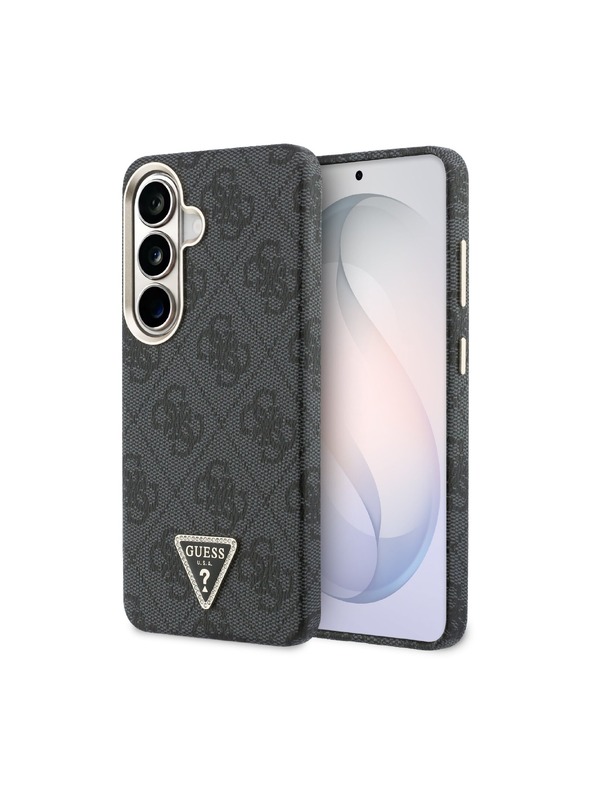Guess Guess PU Leather 4G Strass Triangle Logo Gold Frame Magnetic Задний Калъф за Samsung Galaxy S26 Black