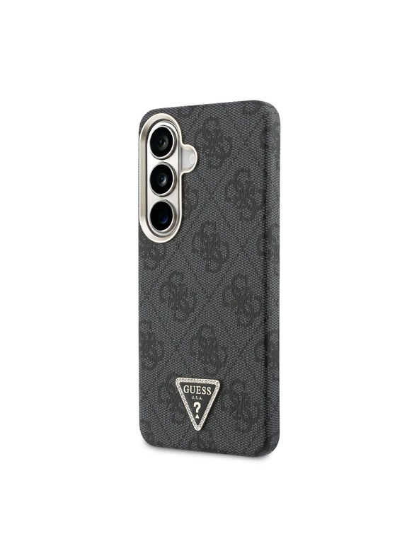 Guess Guess PU Leather 4G Strass Triangle Logo Gold Frame Magnetic Задний Калъф за Samsung Galaxy S26 Black