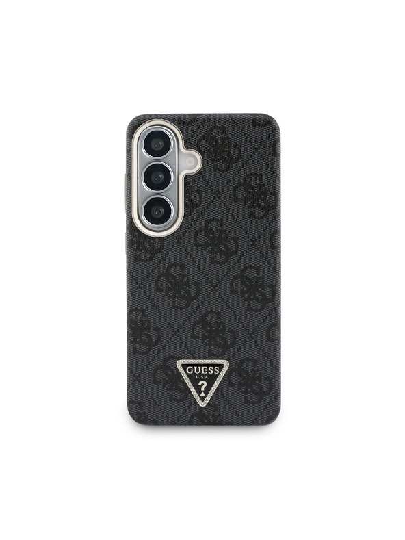 Guess Guess PU Leather 4G Strass Triangle Logo Gold Frame Magnetic Задний Калъф за Samsung Galaxy S26 Black
