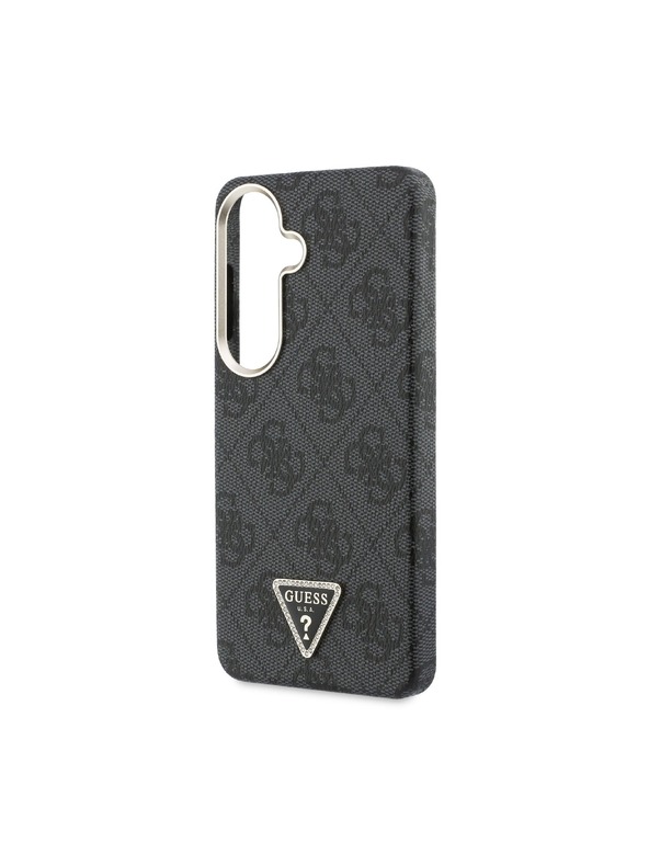 Guess Guess PU Leather 4G Strass Triangle Logo Gold Frame Magnetic Задний Калъф за Samsung Galaxy S26 Black