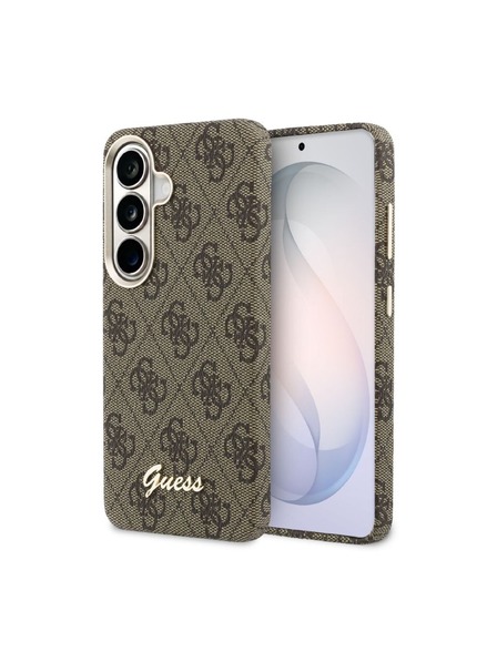 Guess Guess PU 4G Script Metal Logo Magnetic Задний Калъф за Samsung Galaxy S26 Brown