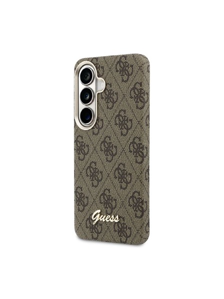 Guess Guess PU 4G Script Metal Logo Magnetic Задний Калъф за Samsung Galaxy S26 Brown