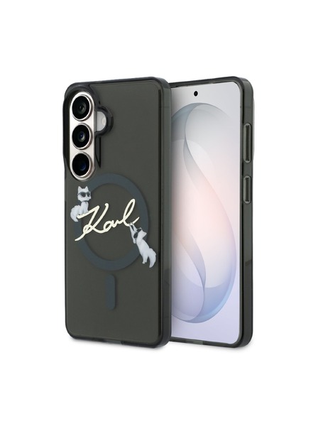 Karl Lagerfeld Karl Lagerfeld IML Choupette Karl Script Logo Magnetic Заден Калъф за Samsung Galaxy S26 Black