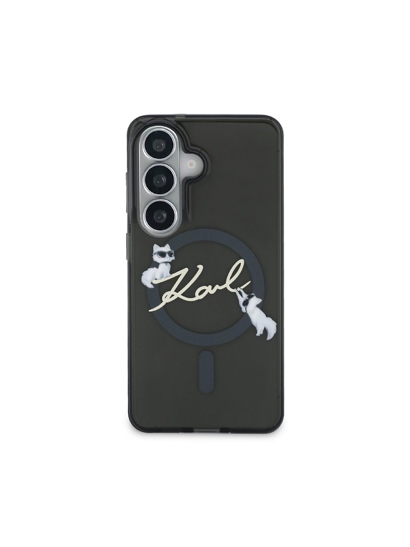 Karl Lagerfeld Karl Lagerfeld IML Choupette Karl Script Logo Magnetic Заден Калъф за Samsung Galaxy S26 Black