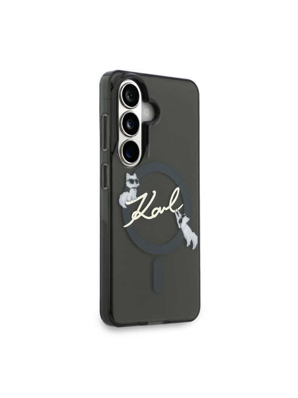 Karl Lagerfeld Karl Lagerfeld IML Choupette Karl Script Logo Magnetic Заден Калъф за Samsung Galaxy S26 Black