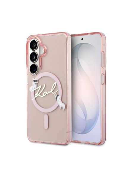 Karl Lagerfeld Karl Lagerfeld IML Choupette Karl Script Logo Magnetic Заден Калъф за Samsung Galaxy S26 Pink