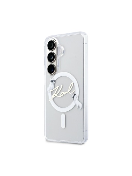 Karl Lagerfeld Karl Lagerfeld IML Choupette Karl Script Logo Magnetic Заден Калъф за Samsung Galaxy S26 Transparent