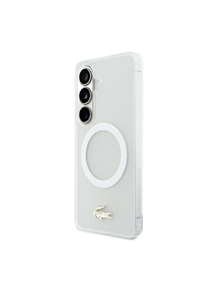 Lacoste Lacoste PC/TPU Frosted Finish Gold Logo Magnetic Заден Калъф за Samsung Galaxy S26 White