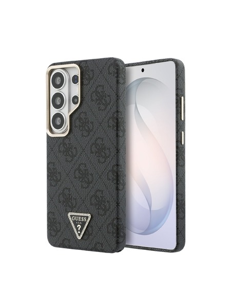 Guess Guess PU Leather 4G Strass Triangle Logo Gold Frame Magnetic Заден Калъф за Samsung Galaxy S26 Ultra Black