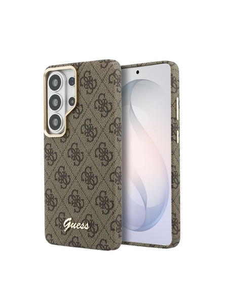 Guess Guess PU 4G Script Metal Logo Magnetic Заден Калъф за Samsung Galaxy S26 Ultra Brown