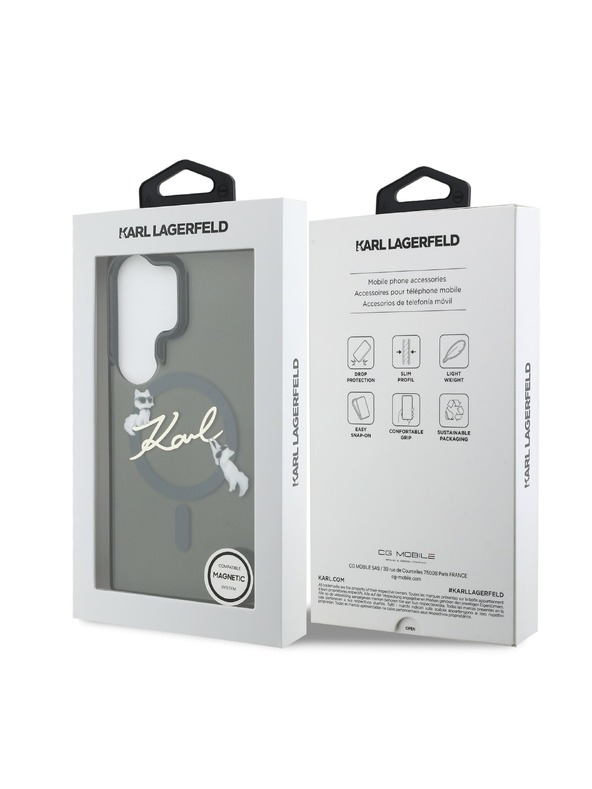 Karl Lagerfeld Karl Lagerfeld IML Choupette Karl Script Logo Magnetic Заден Калъф за Samsung Galaxy S26 Ultra Black