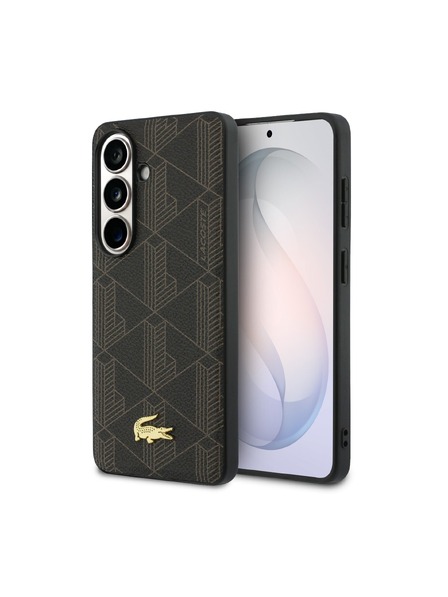 Lacoste Lacoste PVC Blend Monogram Gold Logo Magnetic Заден Калъф за Samsung Galaxy S26+ Brown