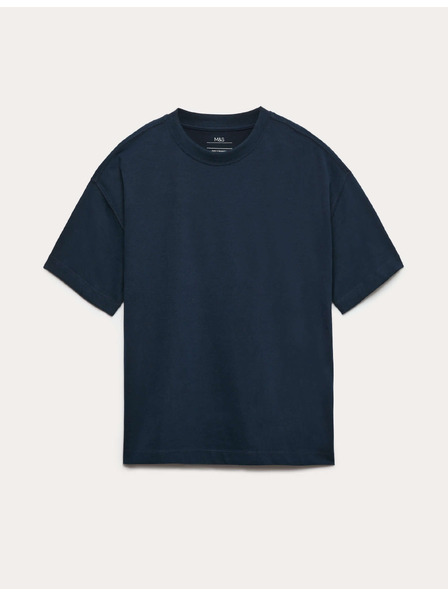Marks & Spencer Еднобойна тениска от чист памук (2–16 години) Marks & Spencer морска синя