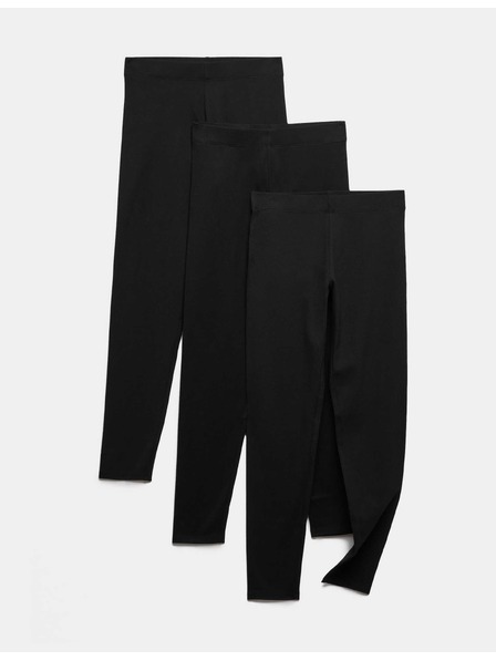 Marks & Spencer Еднобойни легинси със шарка, с висок процент памук (6–16 години) Marks & Spencer черна