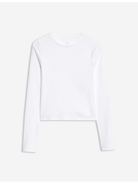 Marks & Spencer Едноцветен ребриран топ с високо съдържание на памук (6–16 години) Marks & Spencer кремав