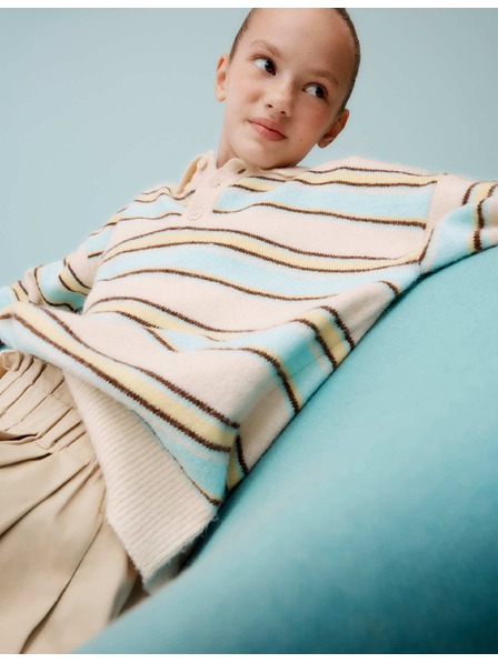 Marks & Spencer Плетен спортен ръгби раиран пулдовър (6–16 години) Marks & Spencer многоцветен