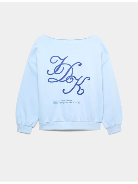 Marks & Spencer Свободен суитшърт с надпис "IDK" и високо съдържание на памук (6–16 години) Marks & Spencer син