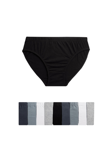 Marks & Spencer Чики от чист памук, 10 броя в опаковка (2–14 години) Marks & Spencer сив