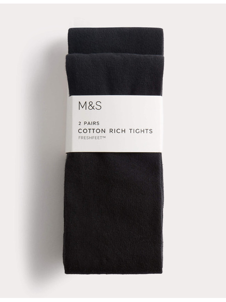 Marks & Spencer Училищни чорапи с висок процент памук (2–16 години), 2 бр. в опаковка Marks & Spencer черна