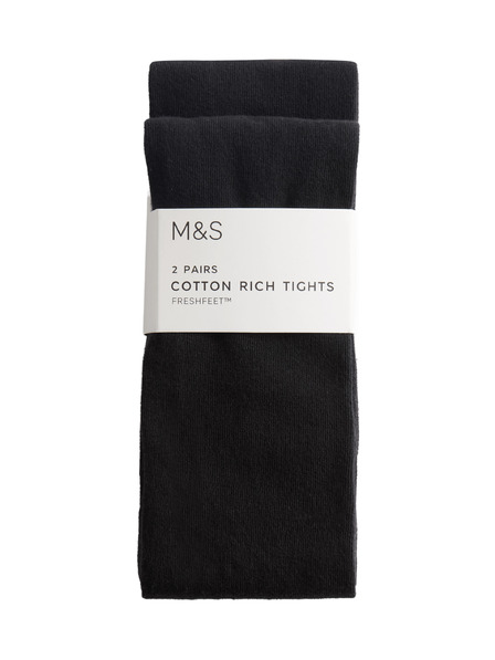 Marks & Spencer Училищни чорапи с висок процент памук (2–16 години), 2 бр. в опаковка Marks & Spencer черна